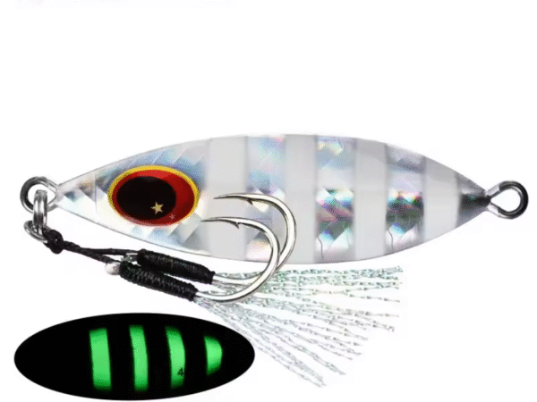 SEÑUELO JIG ATLAS 40 GRS COLOR GRIS RAYAS ALLBLUE