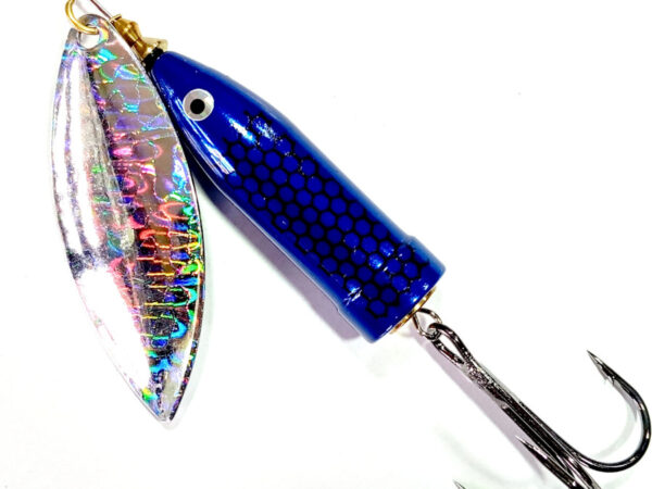 SEÑUELO SPINNER AZUL PLATA HOLOGRAFICO SAITAMA CHINOOKERO 33 GRS