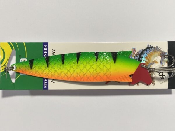 SEÑUELO CUCHARA TOBY 50 GRS VERDE AMARILLO NARANJO KARCOUE