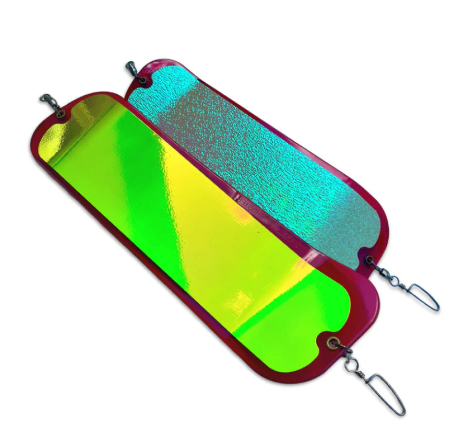 BIG20SHOOTER20PURPLE20UV20CHARTREUSE20-20MOONJELLY.png Dodger / Flasher Oki Gibbs Big Shooter Purple UV - Chartreuse / Moonjelly - Imagen 1