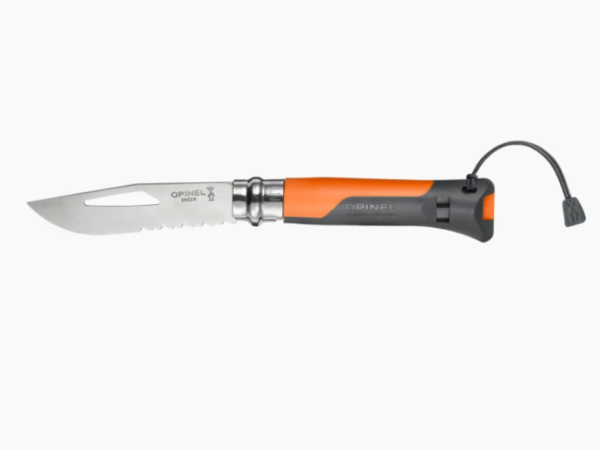 CUCHILLO OUTDOOR C SILBATO N°8 NARANJA OPINEL