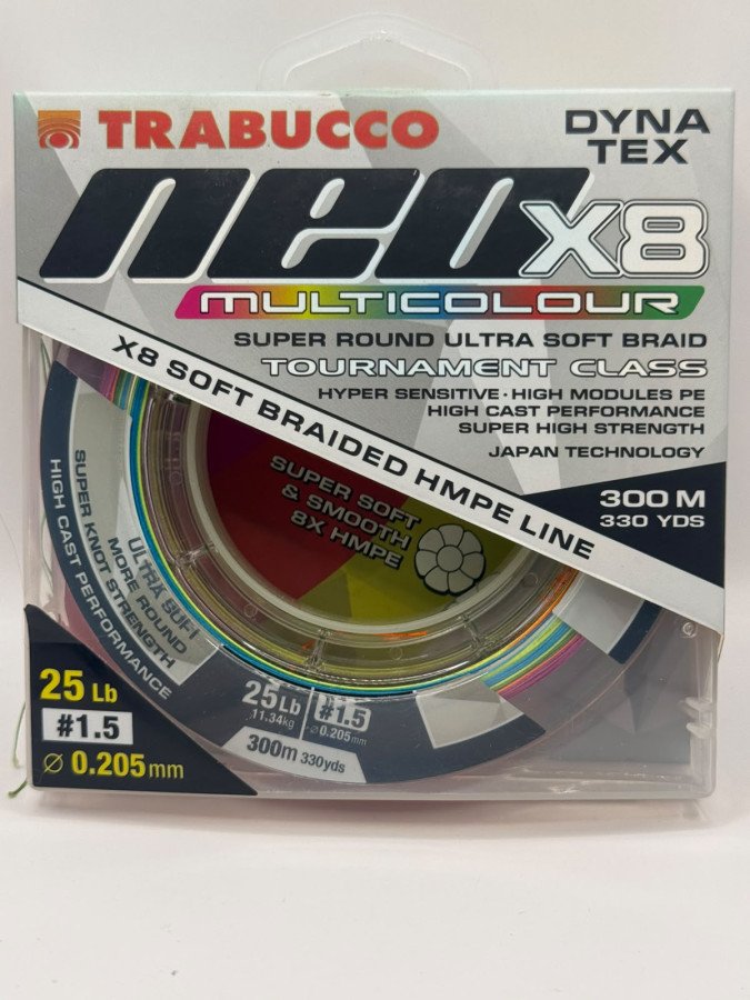 WhatsApp20Image202026-07-0120at2017.11.18.jpeg MULTIFILAMENTO / NEO X8 TRENZADO MULTICOLOR 25LB 1.5 0.205MM 300M / TRABUCCO - Imagen 1